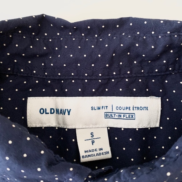 Old Navy Fitted Navy Dot Button Down - Picture 6 of 8